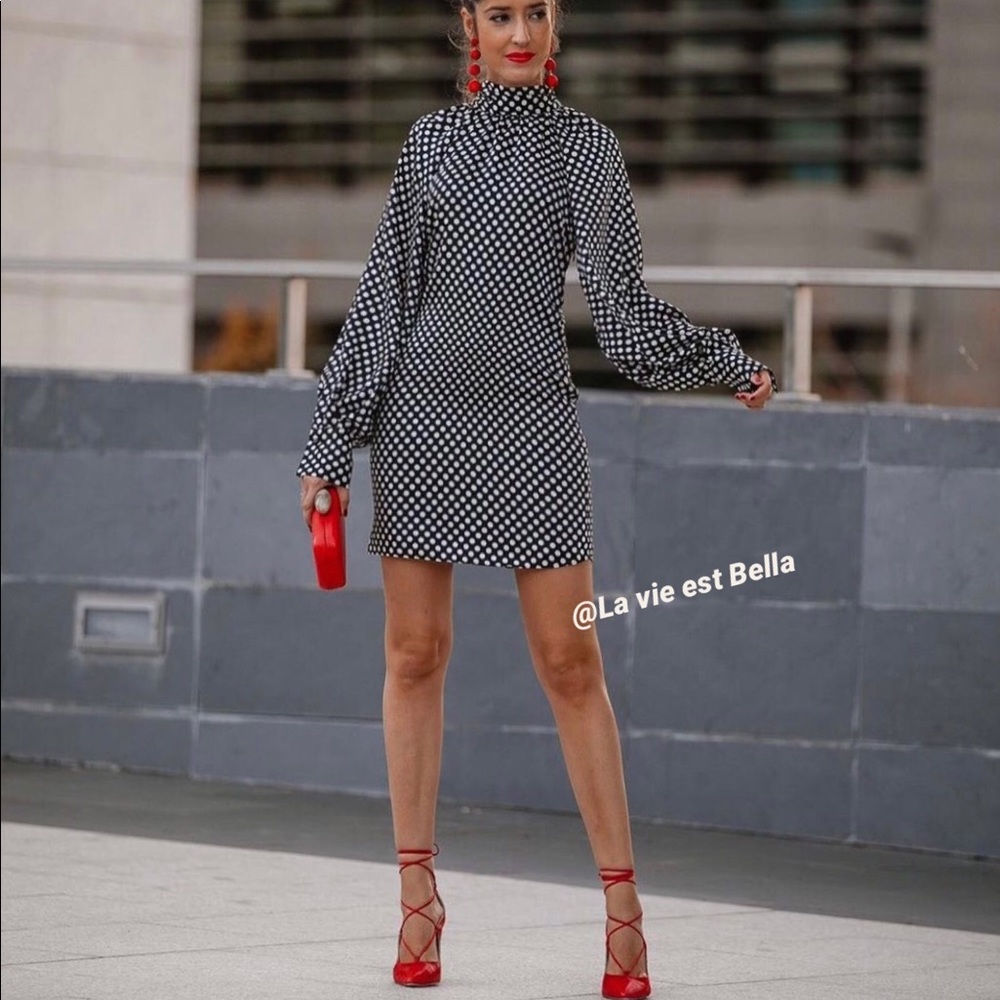 Zara NWT Polka dot satin dress